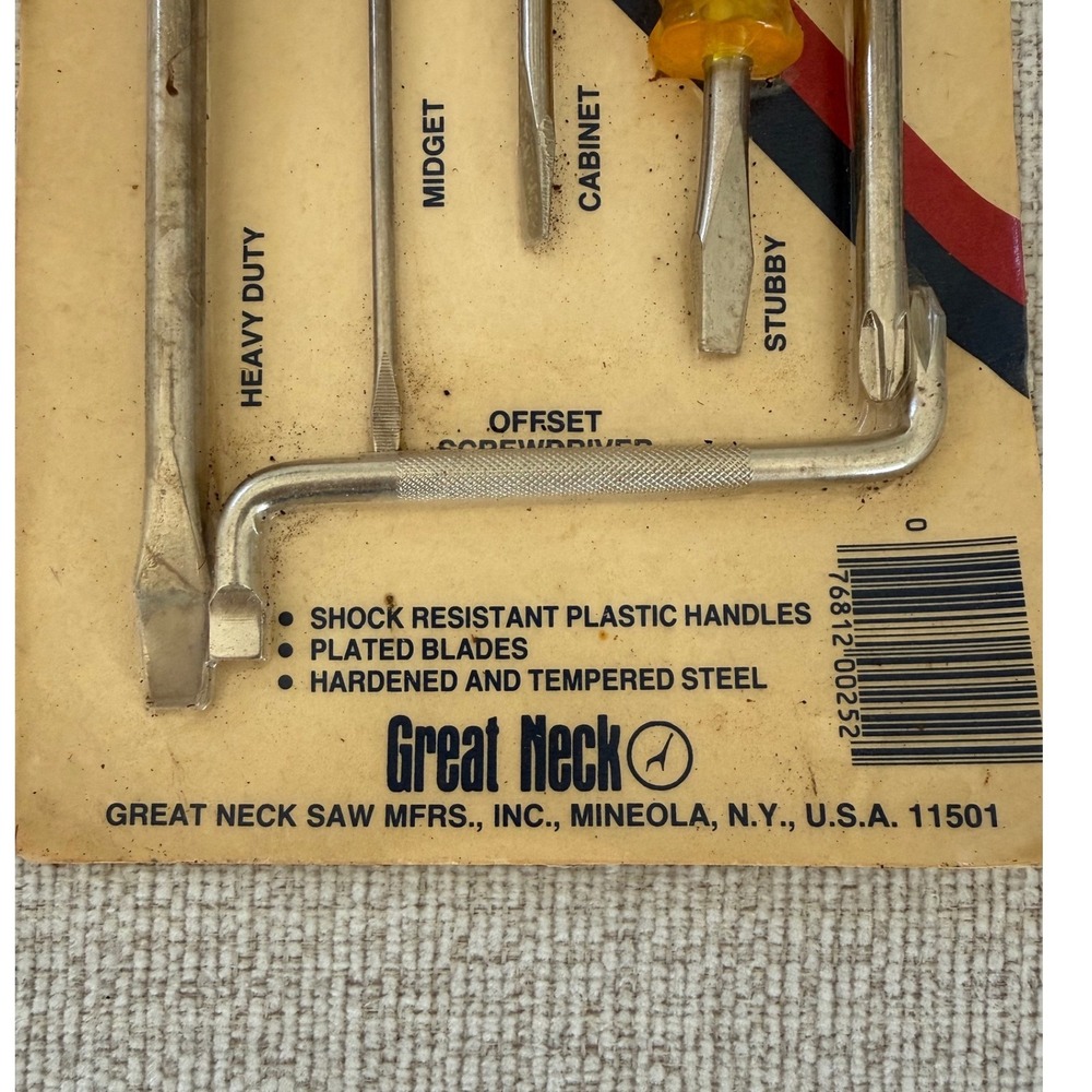 Vintage‎ New Great Neck 6 Piece Screwdriver Set Made in the USA Deadstock - Picture 5 of 5